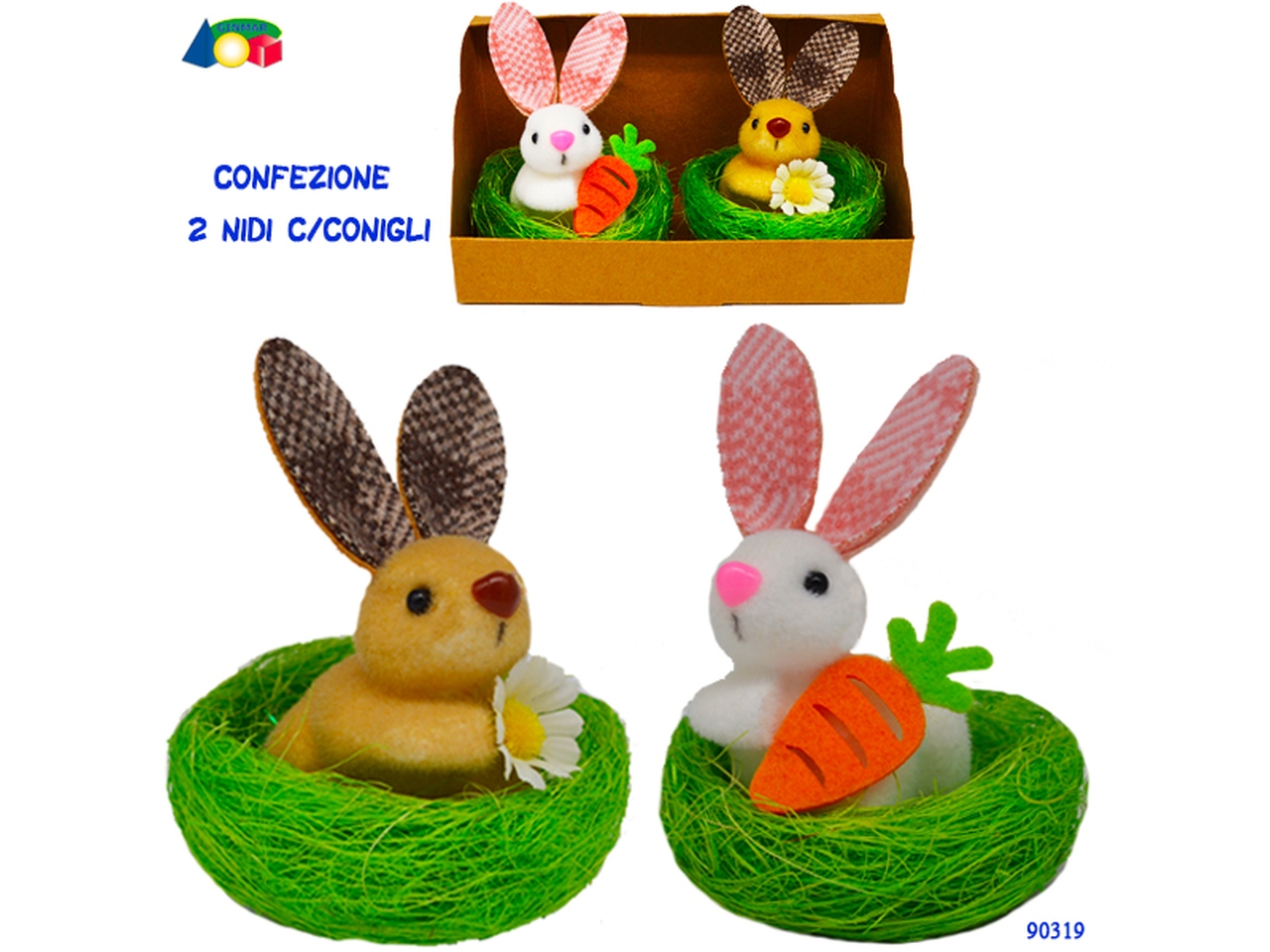 NIDO CON CONIGLIO CONF.2PZ ASS. 90319