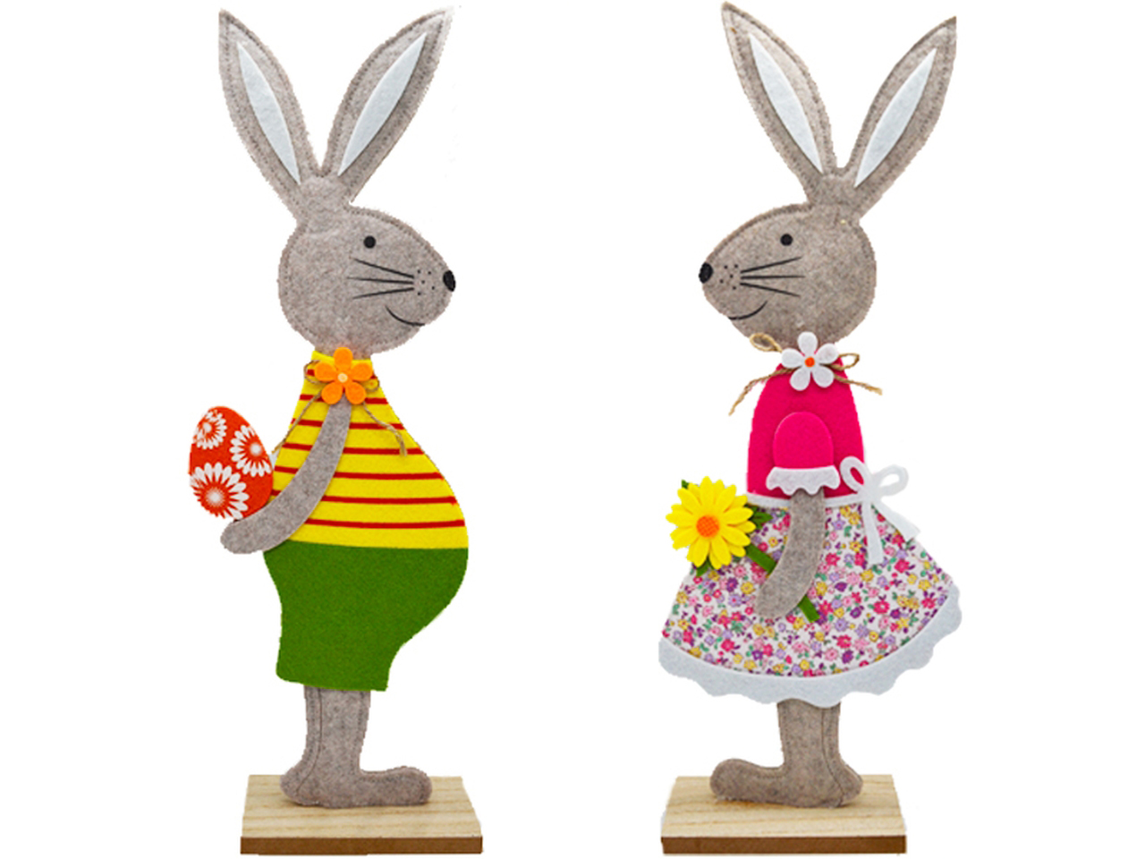 CONIGLIO GRANDE IN FELTRO CUCITO C/BASE LEGNO90757