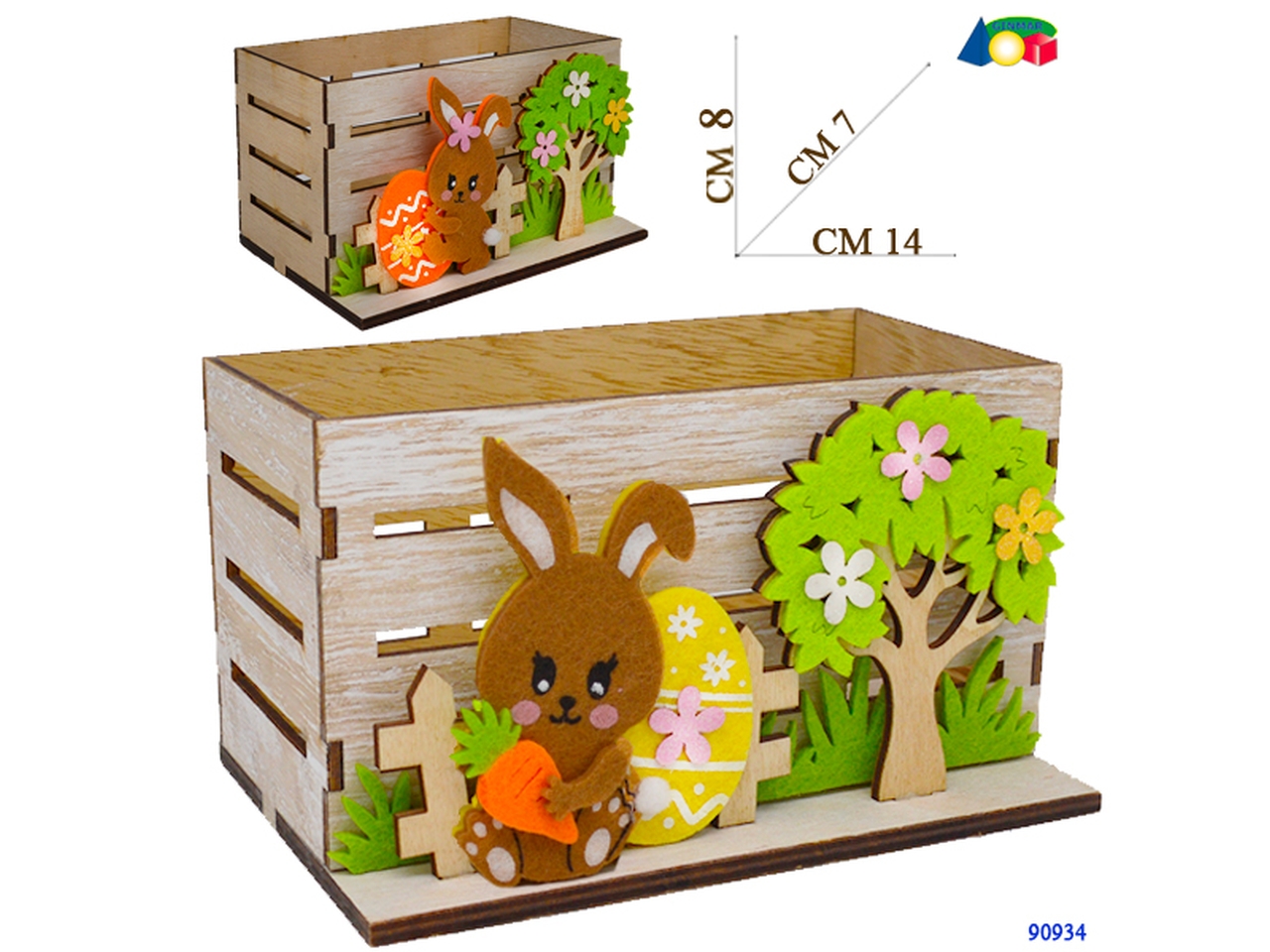 CASSETTINA LEGNO C/APPLIC IN FELTRO ASS. 90934