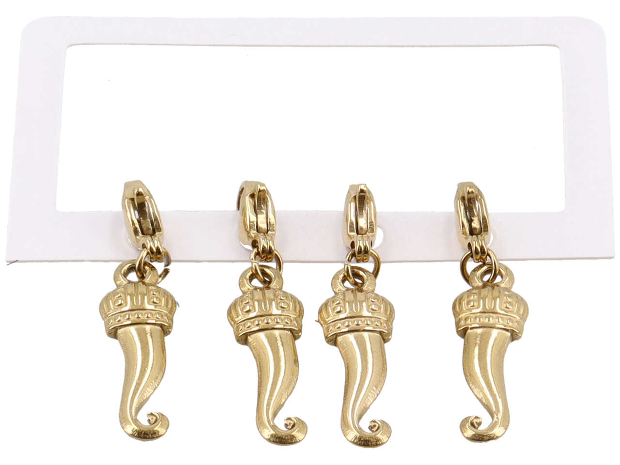 PENDENTI CORNO CON CORONA ORO 4PZ