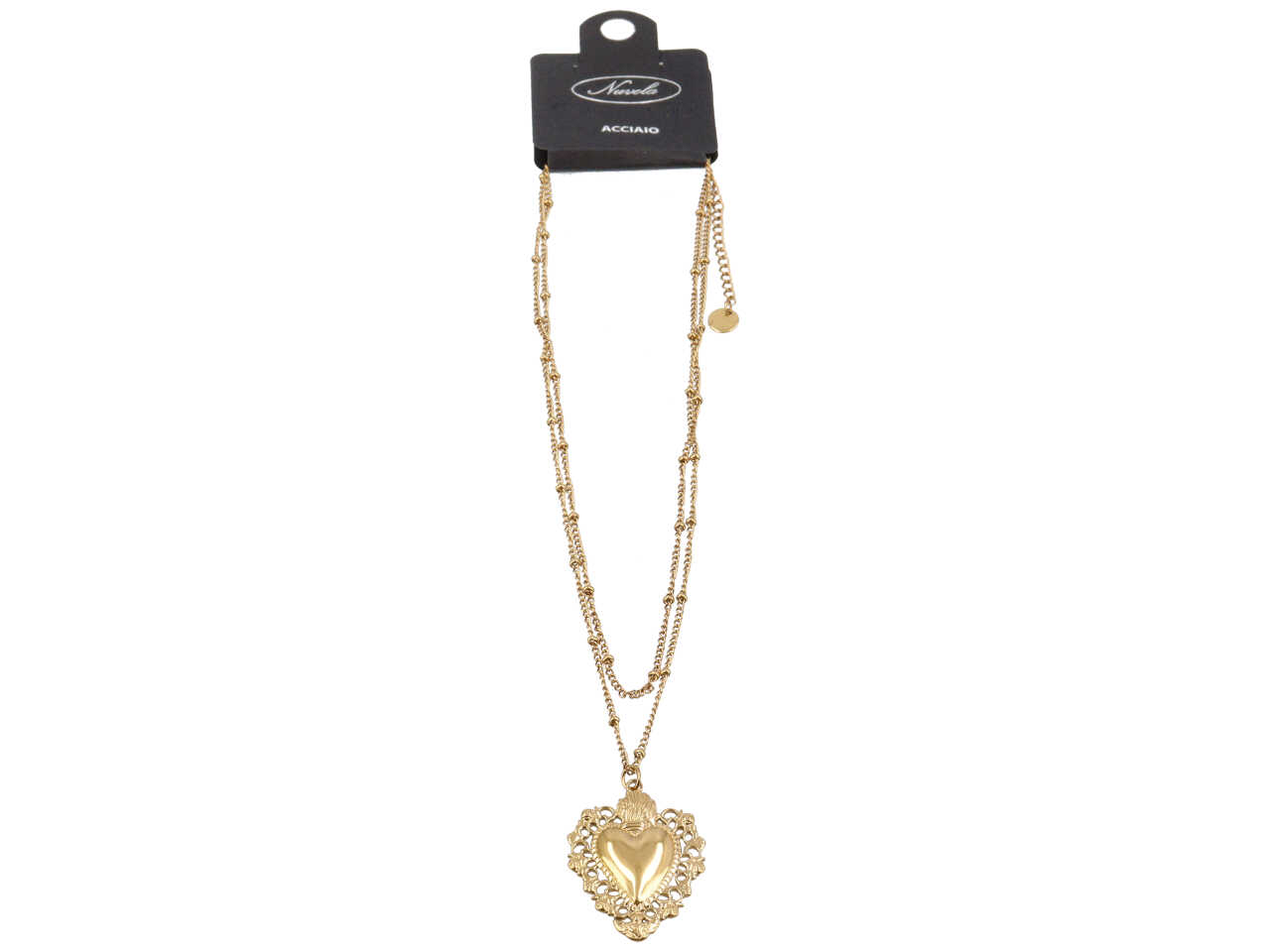 COLLANA LUNGA CON CUORE SACRO ORO