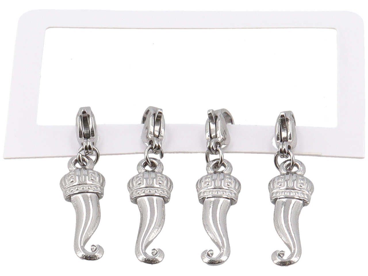 PENDENTI CORNO CON CORONA ACCIAIO 4PZ