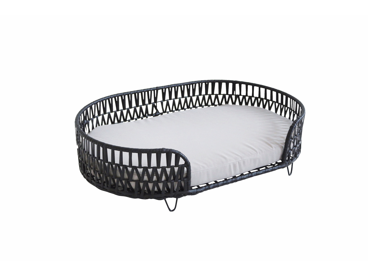 CUCCIA LETTINO OVALE C/CUSC. 75X49XH18CM NERA 1205