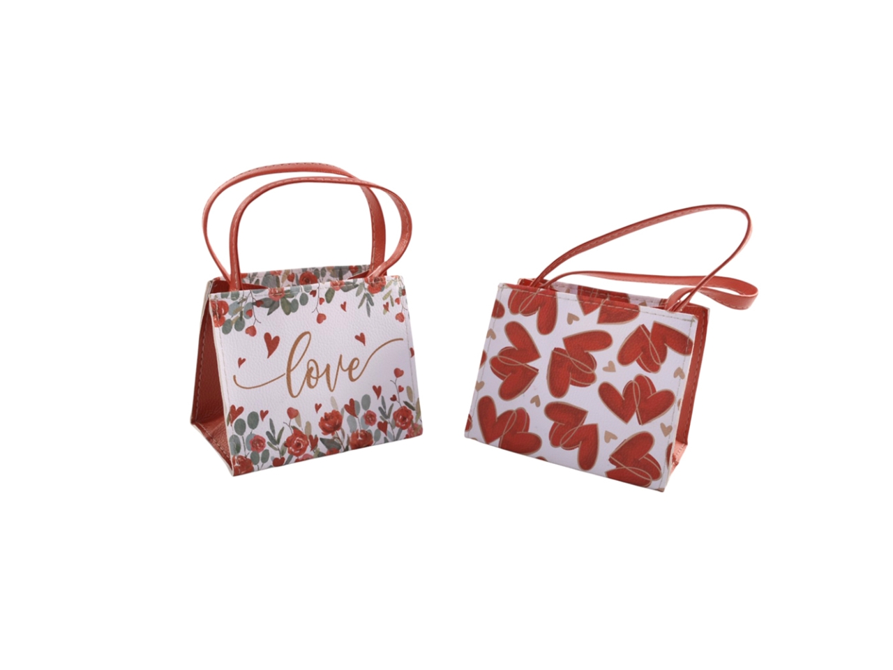 SHOPPER SIMILPELLE 13X8X11CM CUORI ROSSO DS49948C