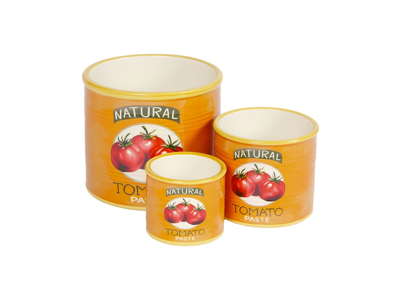 VASETTI CERAMICA 3PZ C/DECORO POMODORI 144732 VASETTI CERAMICA 3PZ C/DECORO POMODORI 144732