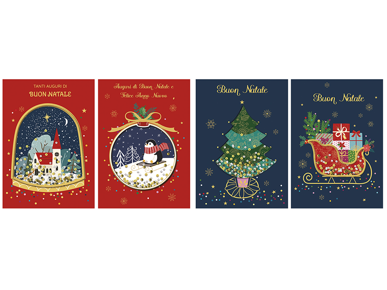 BIGLIETTO NATALE PAILLETTES CARTOMA. 90D302525-000