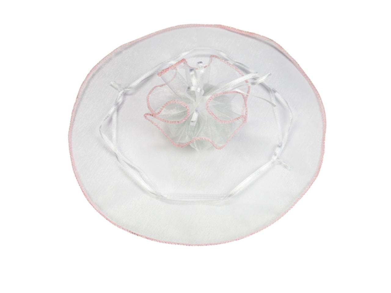 VELO BIANCO CON TIRANTE 23CM ROSA A3196 03 VELO BIANCO CON TIRANTE 23CM ROSA A3196 03