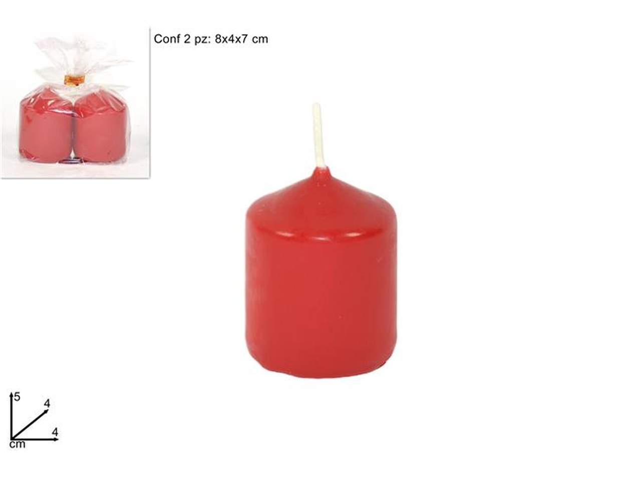 CANDELA 2PZ ROSSA 5X4CM XNA18002631