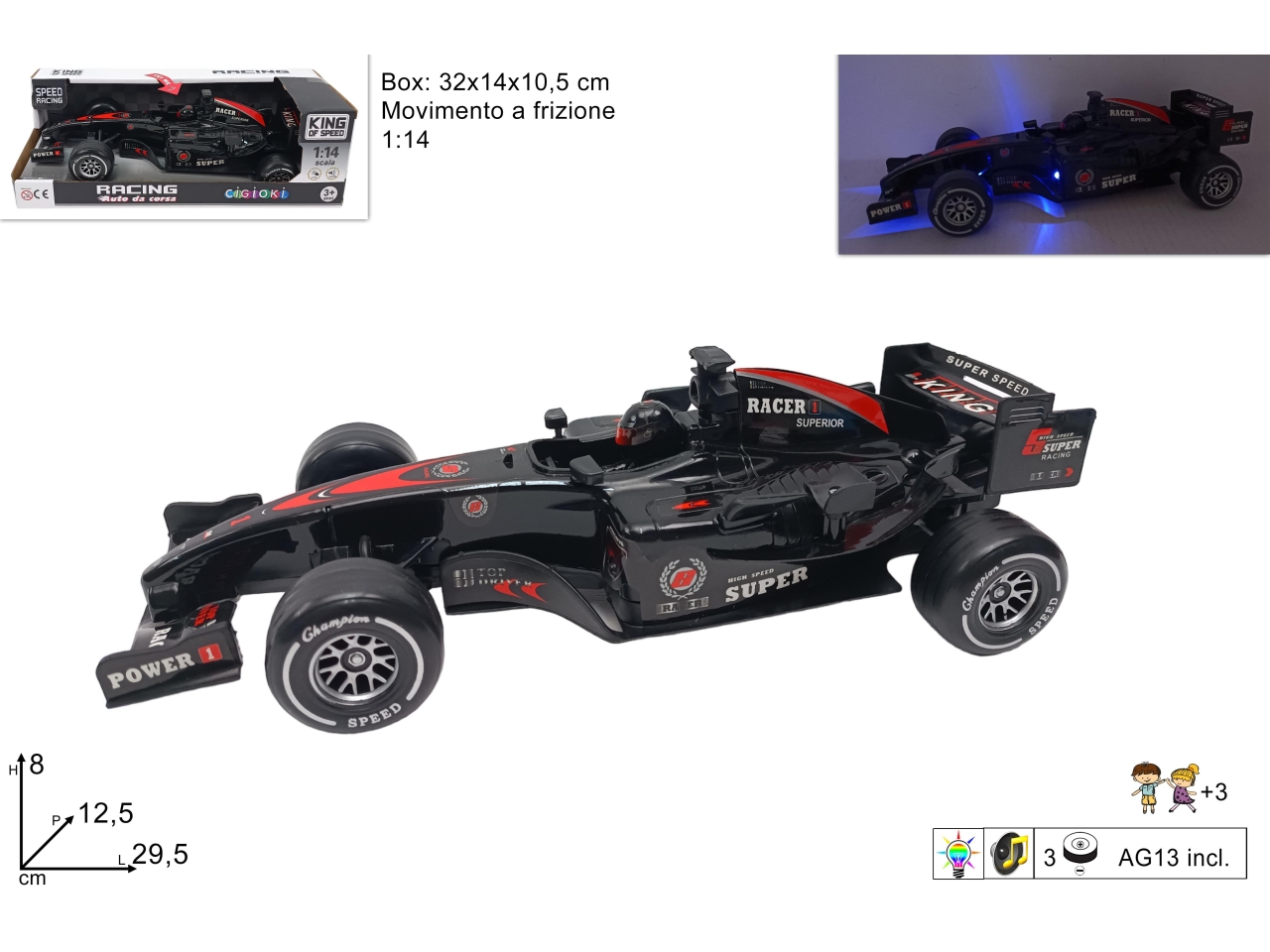 MACCHINA DA CORSA 1:14 C/LUCI SUONO DTO24000311 MACCHINA DA CORSA 1:14 C/LUCI SUONO DTO24000311