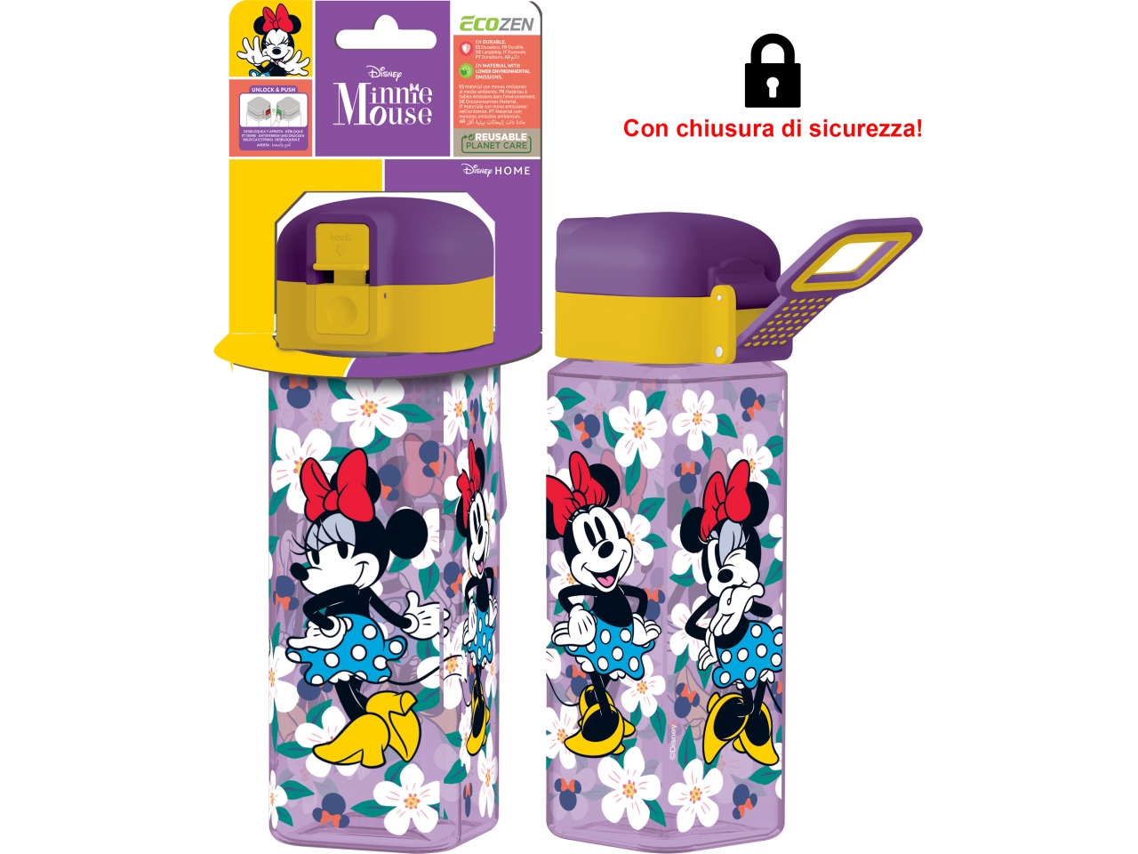 MINNIE BORRACCIA QUADRATA SAFETY LOCK550ML ST81202