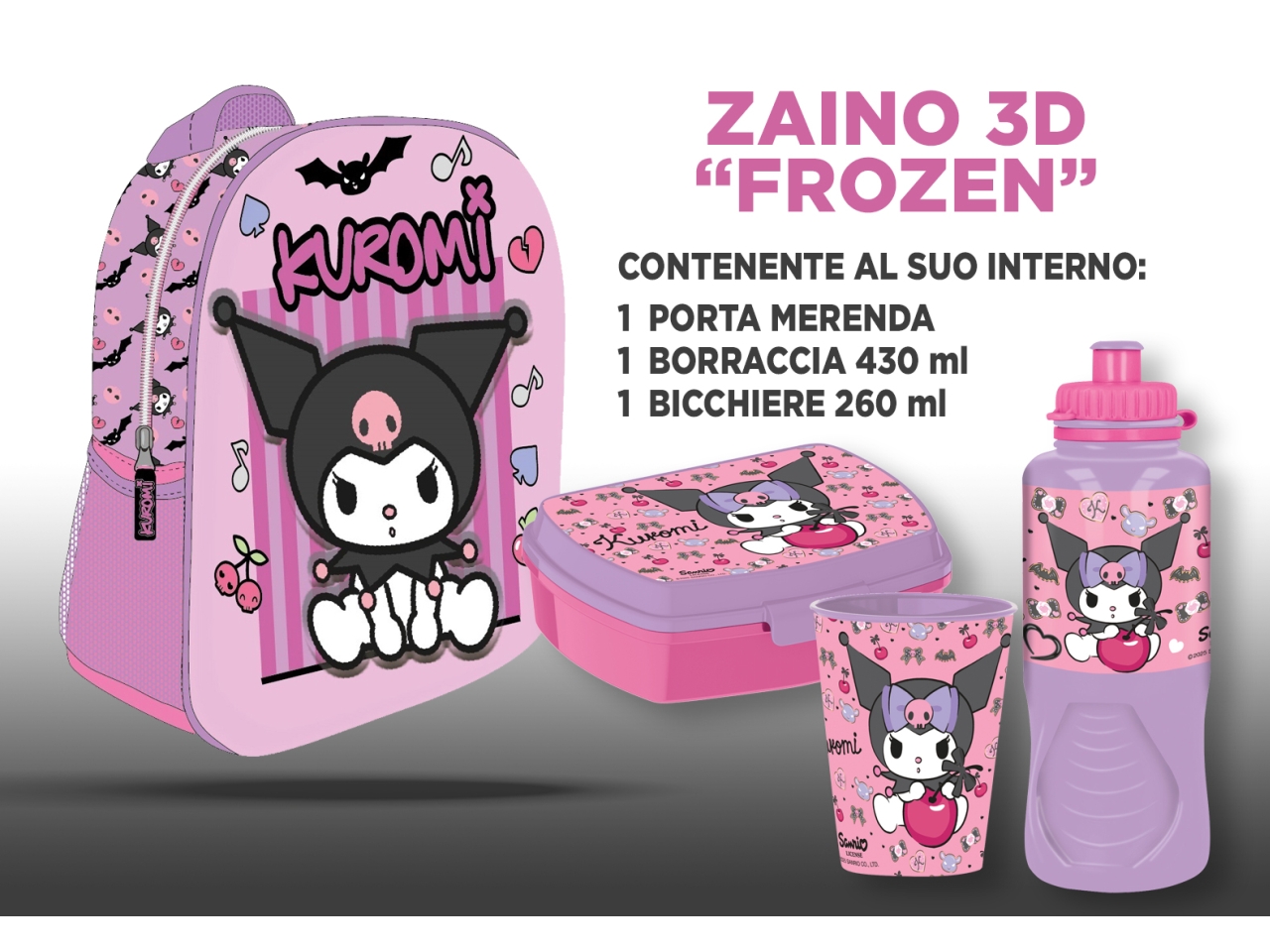 KUROMI ZAINETTO 3D 30CM CON ACCESSORI VP1303KU