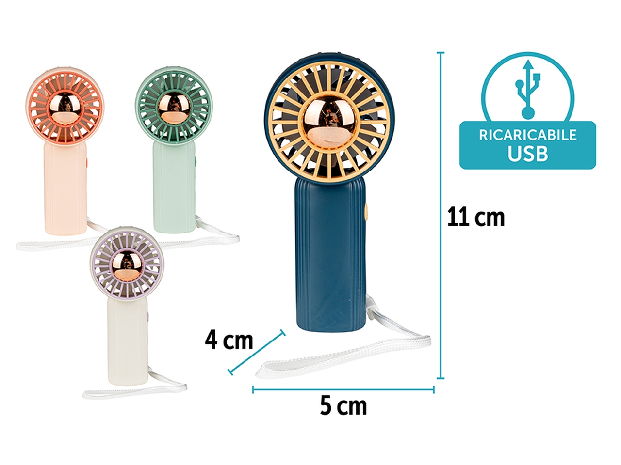 VENTILATORE PORTATILE RIC. 5X4X11CM 4ASS. 39652445