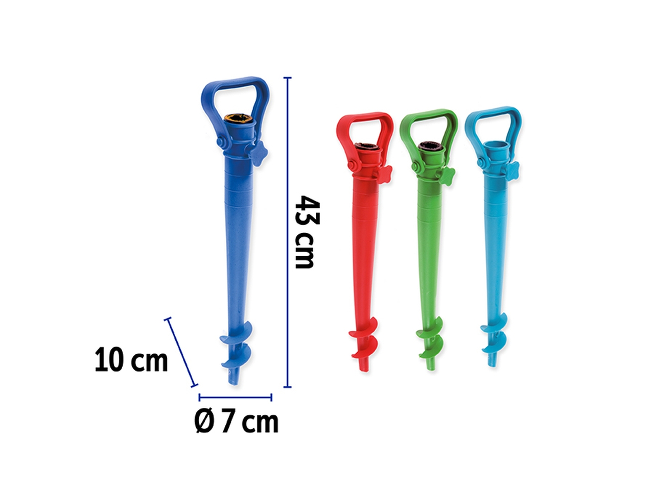 PICCHETTO PER OMBRELLONE 7X10X43CM 4ASS. 4096096