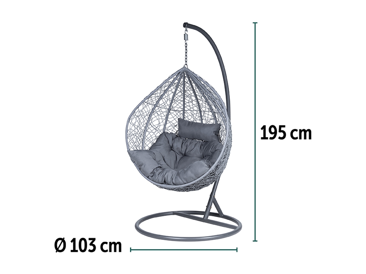POLTRONA SOSPESA C/CUSCINO D103XH195 GRIG. 6566073