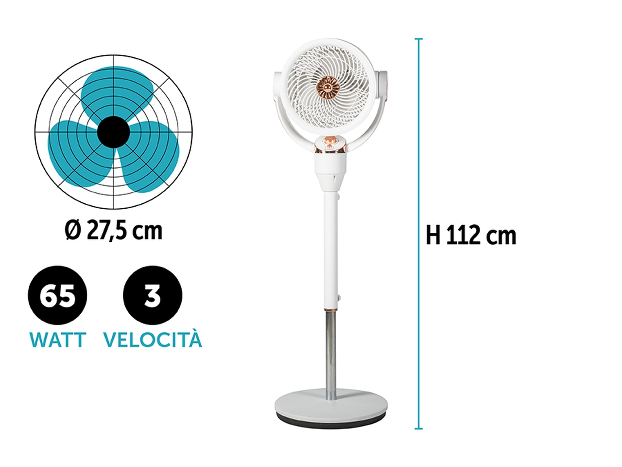 VENTILATORE PIANTANA 65W 27X32X112 BIANCO 6764021