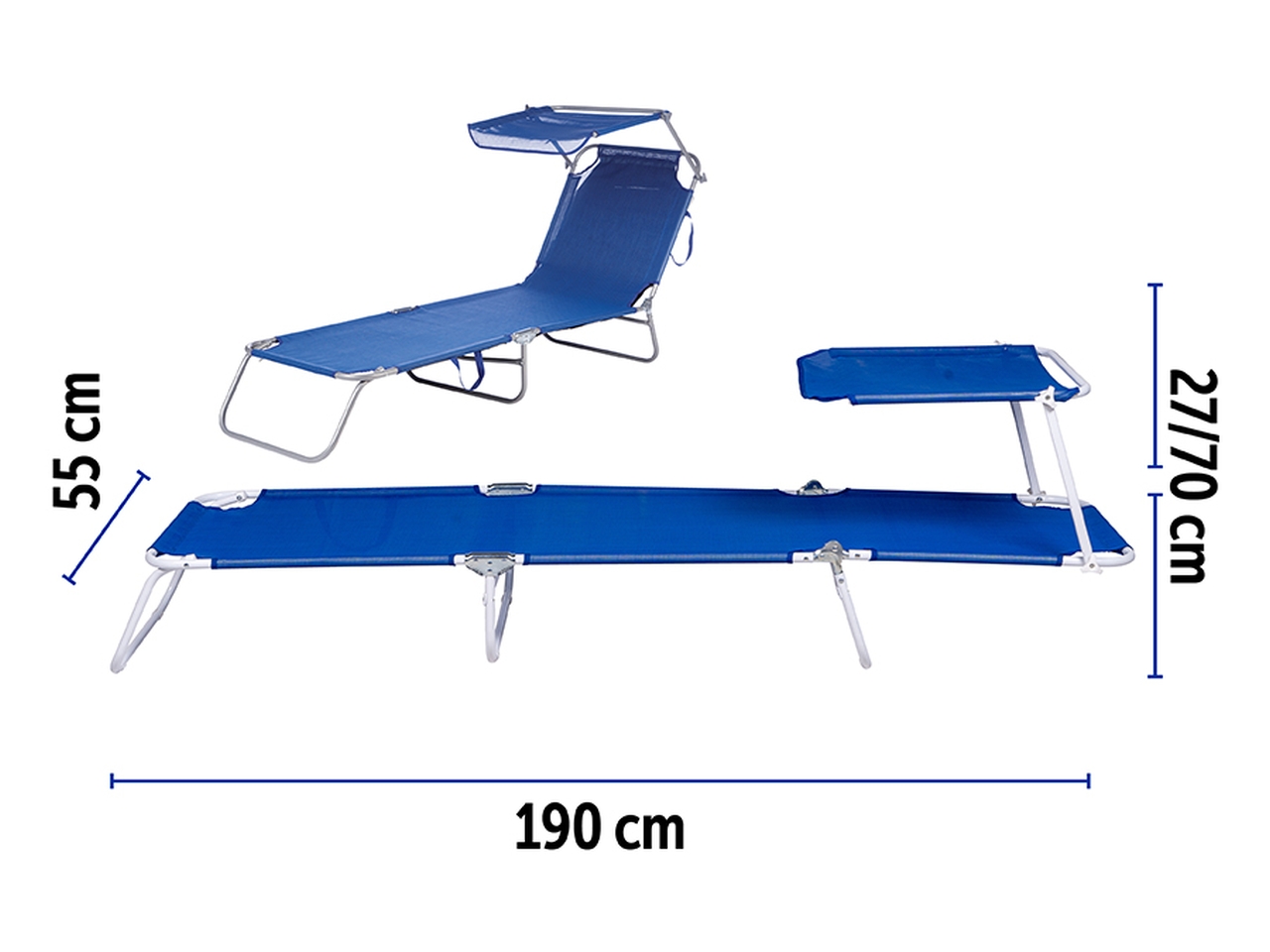 LETTINO C/PARAS. ALL/TEXT 190X55X27CM BLU 3310608