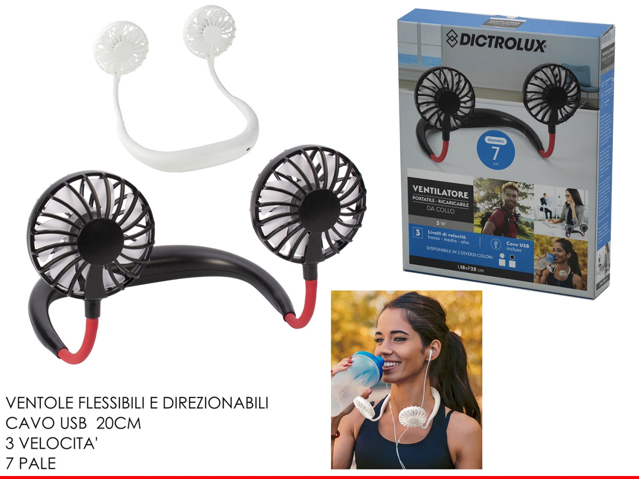 VENTILATORE DA COLLO USB RICARICABILE 2ASS. 586144