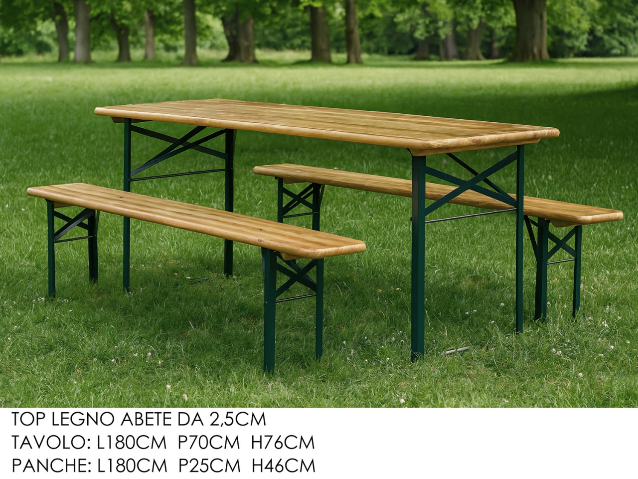 TAVOLO 180X70CM C/2 PANCHINE IN LEGNO 780100 TAVOLO 180X70CM C/2 PANCHINE IN LEGNO 780100