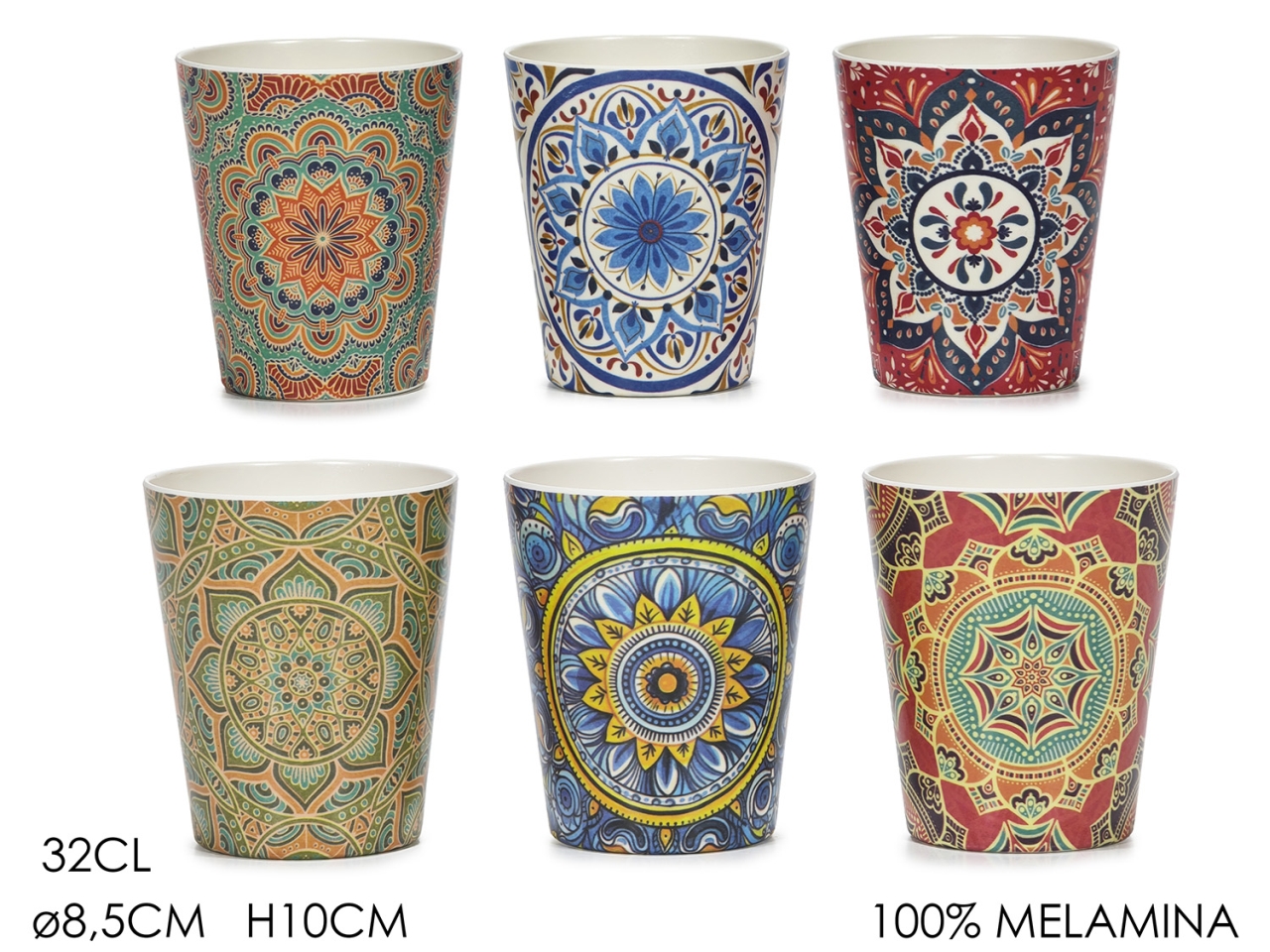 BICCHIERE MELAMINA MANDALA 32CL 6ASS 512739 BICCHIERE MELAMINA MANDALA 32CL 6ASS 512739