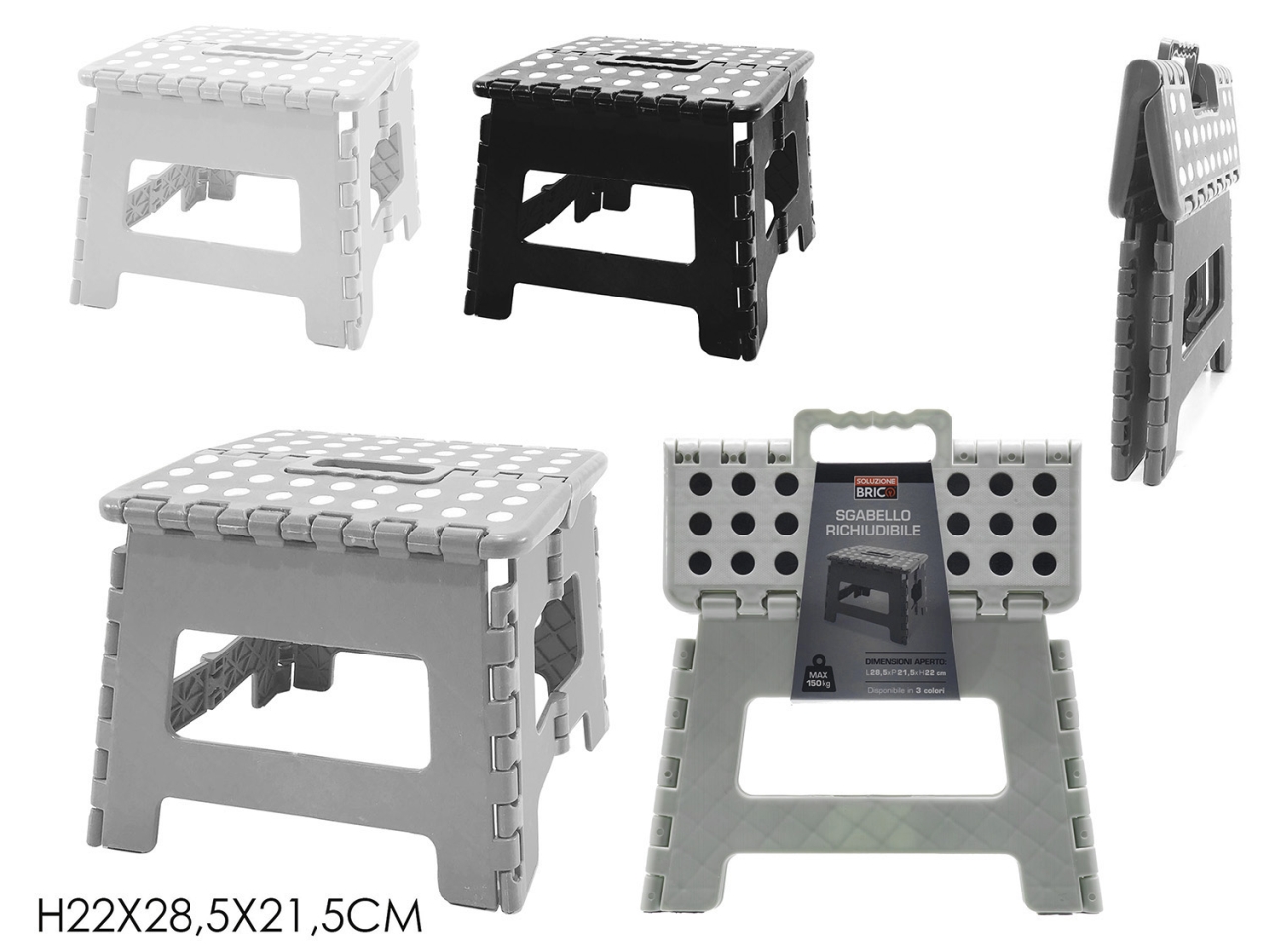 SGABELLO PIEGHEVOLE 22X28,5X21,5CM 3 ASS. 513202