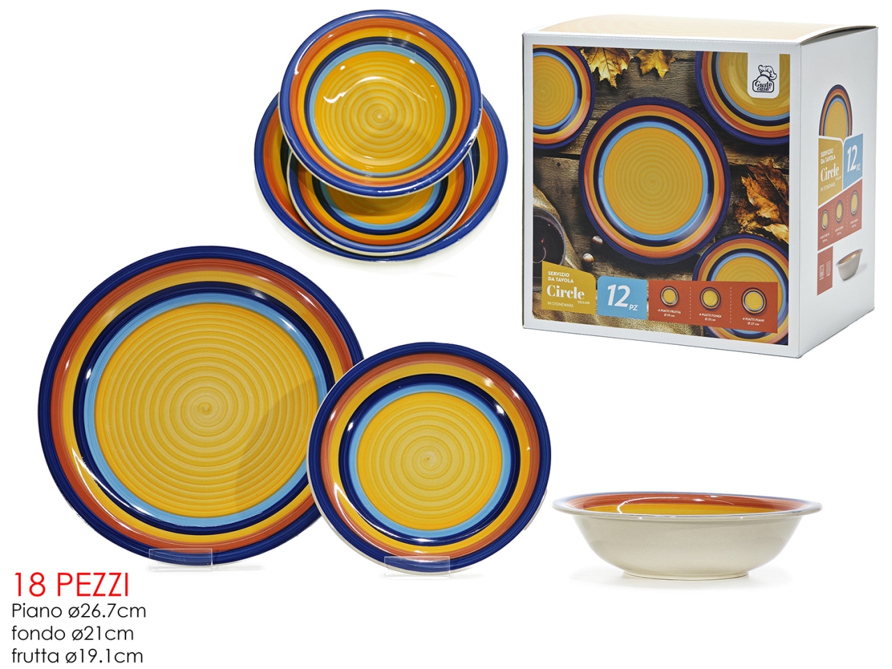 SERVIZIO PIATTI CIRCLE 18PZ GIALLO 526900