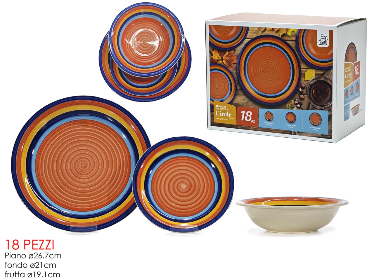 SERVIZIO PIATTI CIRCLE 18PZ ARANCIO 526906