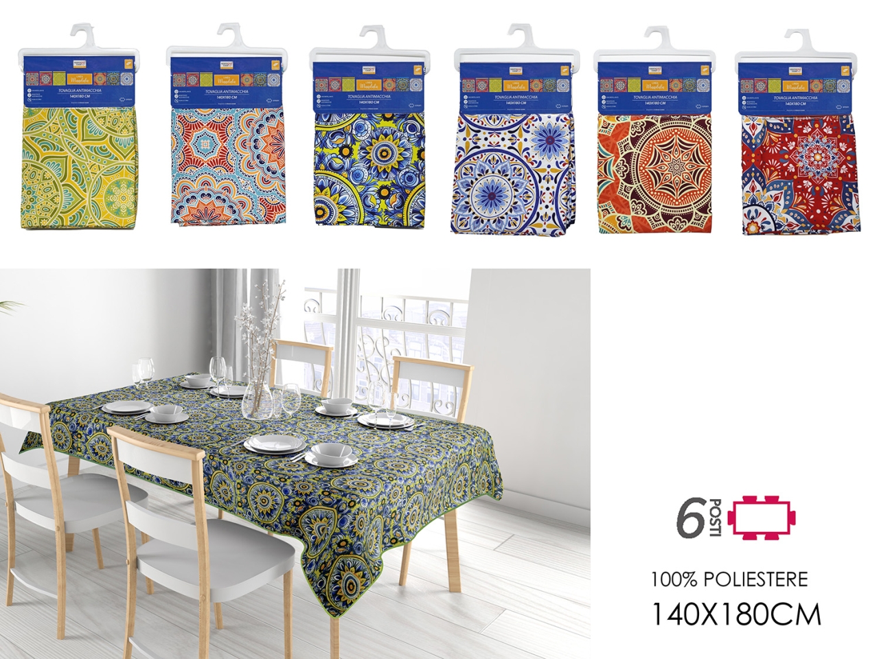 TOVAGLIA MANDALA ANTIMACCHIA 140X180 6ASS. 675023