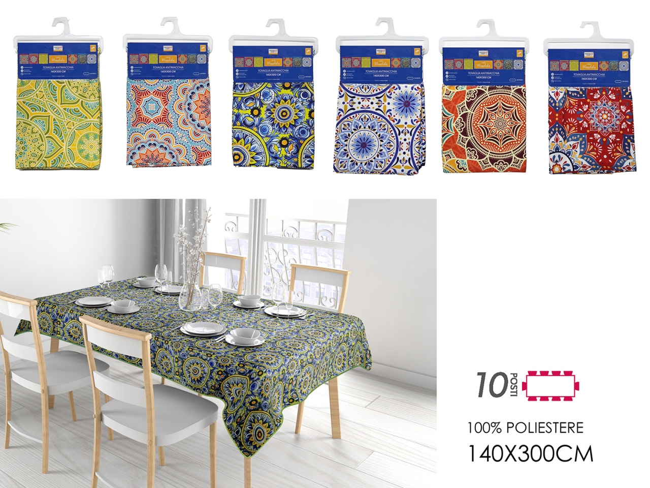 TOVAGLIA MANDALA ANTIMACCHIA 140X300 6ASS. 675025