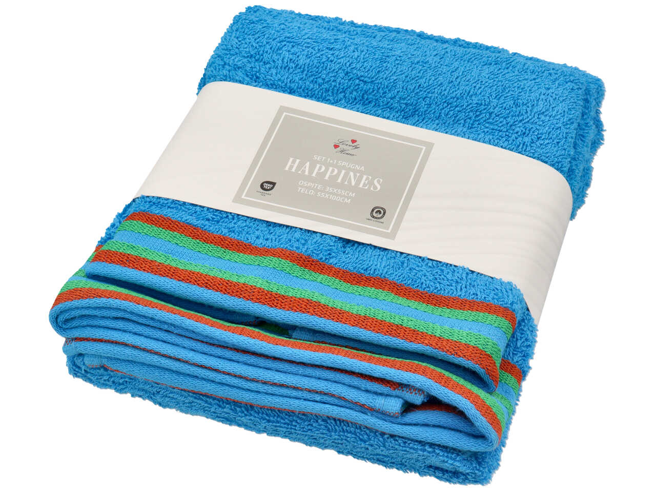 SET ASCIUGAMANO 1+1 HAPPINESS BLU 01334556