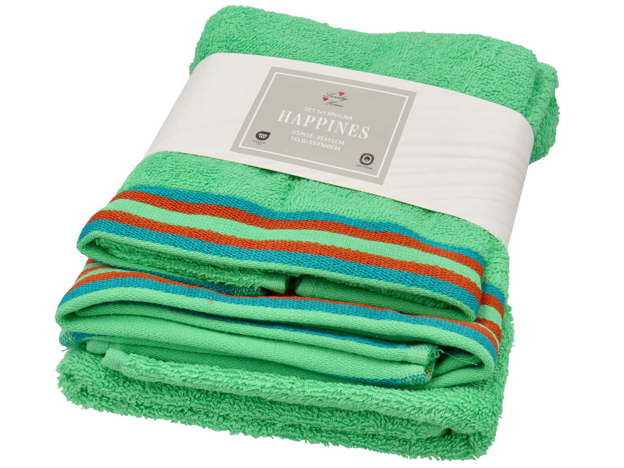 SET ASCIUGAMANO 1+1 HAPPINESS VERDE 01334575