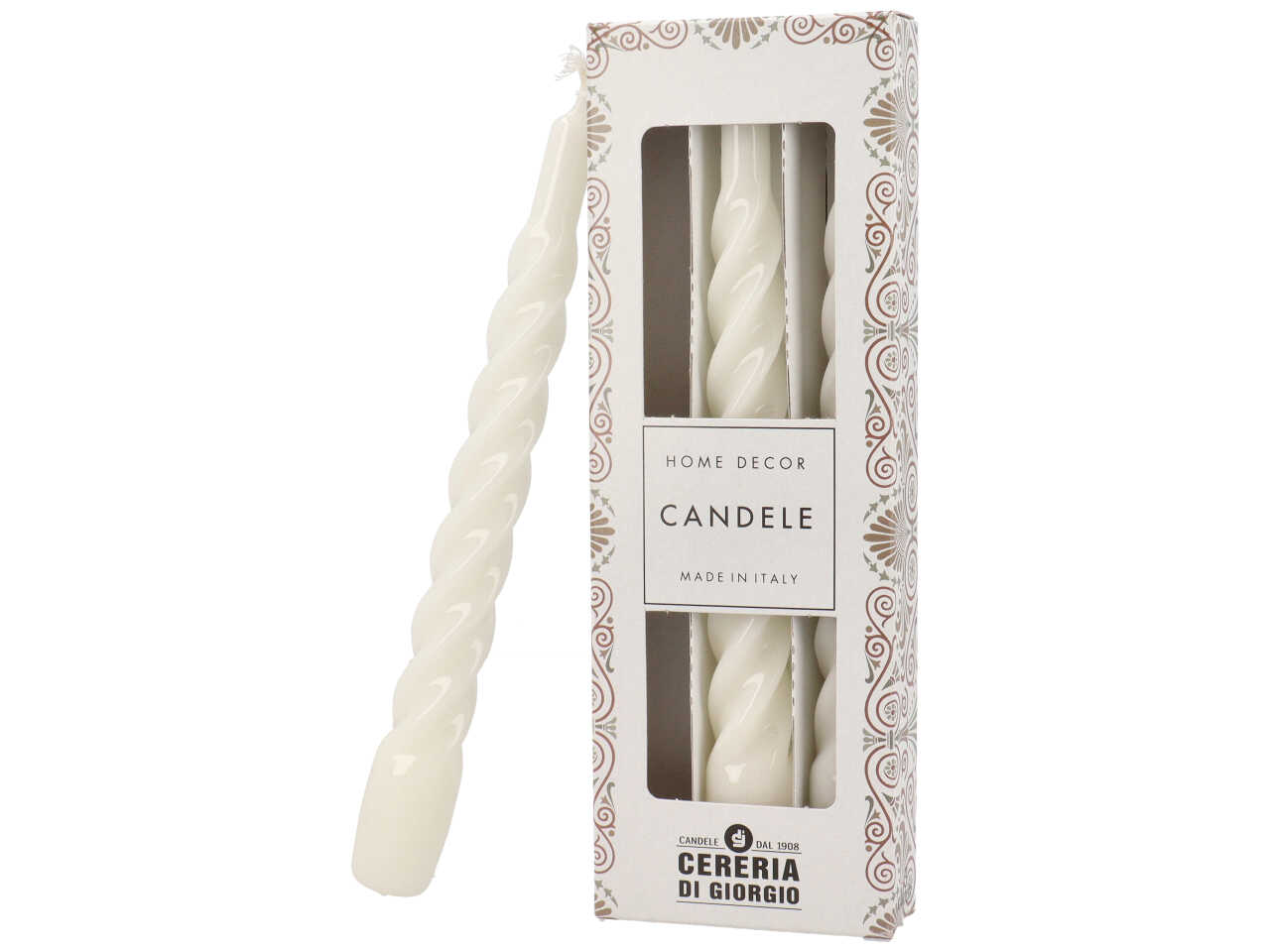 CANDELA TORTIGLIONE LACCATO 21CM 3PZ BIANCO3206 01 CANDELA TORTIGLIONE LACCATO 21CM 3PZ BIANCO3206 01