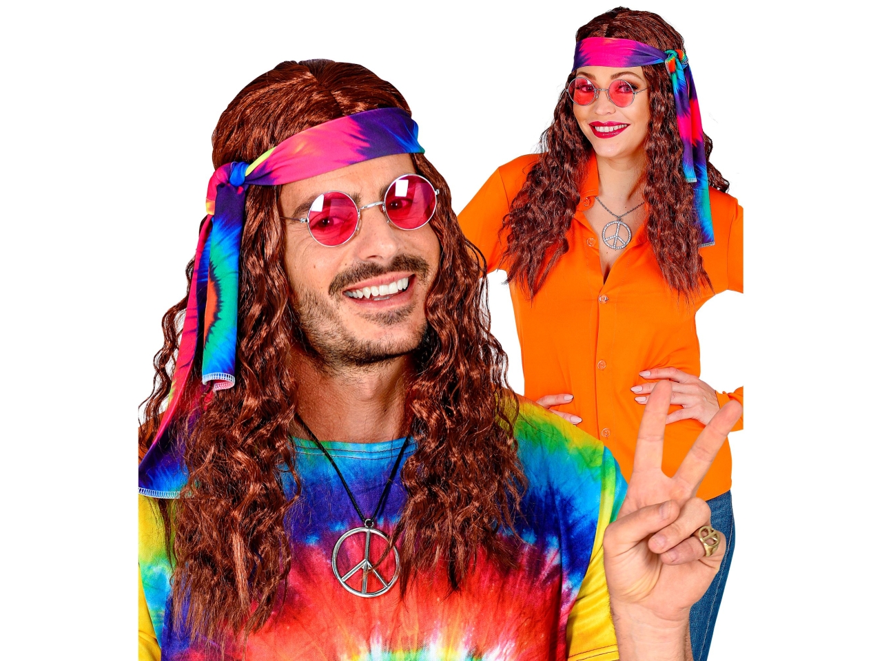 PARRUCCA HIPPIE CASTANA C/FASCIA 02848