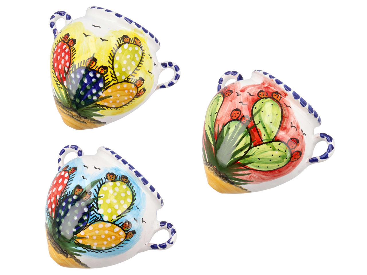 FIORIERA BOMBATA DIPINTA 17CM ARTIGIANALE