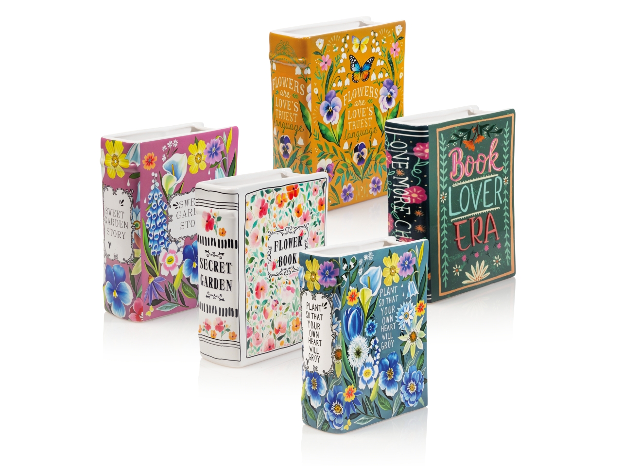 GARDEN BOOK VASE 16X6,2XH.20CM 5 ASS. CR335/20 GARDEN BOOK VASE 16X6,2XH.20CM 5 ASS. CR335/20