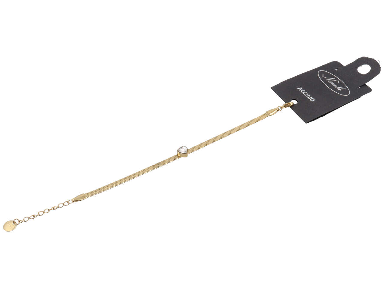 BRACCIALE PATTINA CON CUORE CRYSTAL CENTRALE ORO