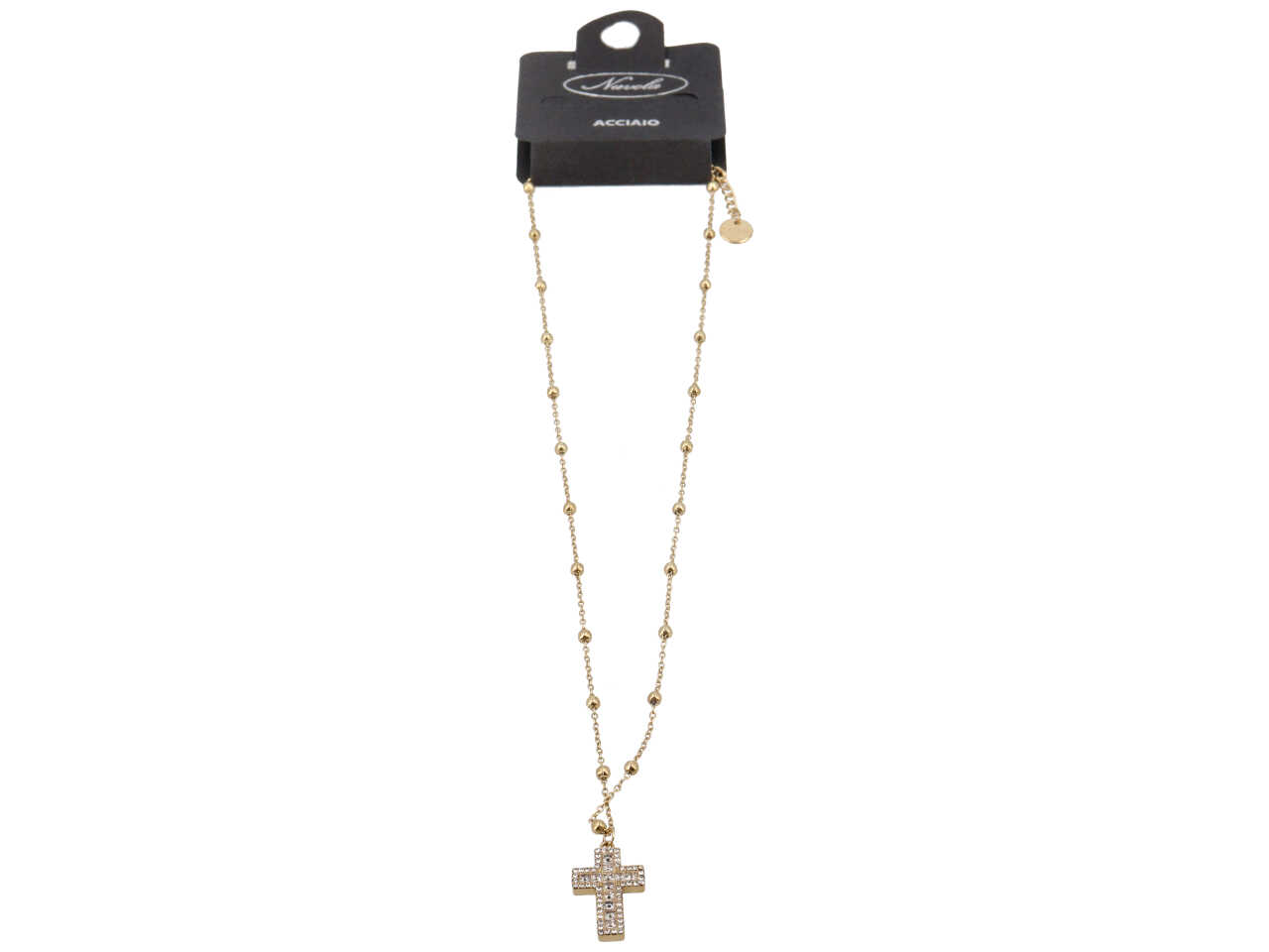 GIROCOLLO CROCE ZIRCONI QUAD.BORDO CON ZIRCONI ORO