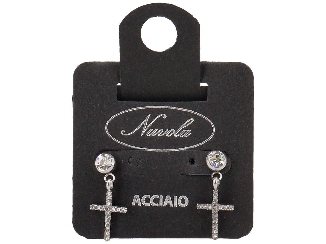 ORECCHINI PUNTO LUCE E CROCE ZIRCONI