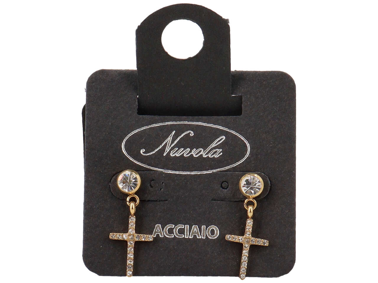 ORECCHINI PUNTO LUCE E CROCE ZIRCONI ORO