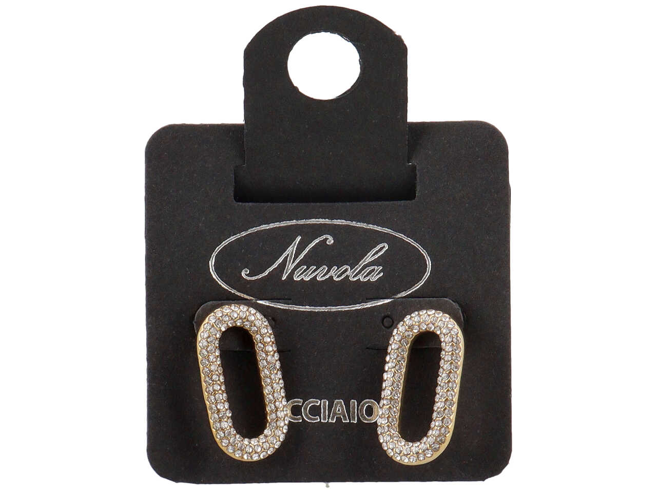 ORECCHINI OVALE FORATO A ZIRCONCINI ORO