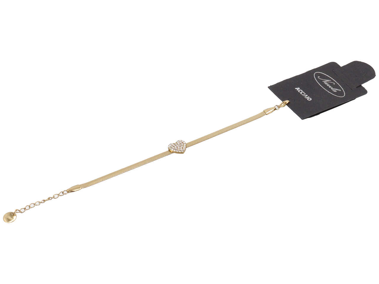 BRACCIALE PATTINA CON CUORE A ZIRCONCINI CENTR.ORO