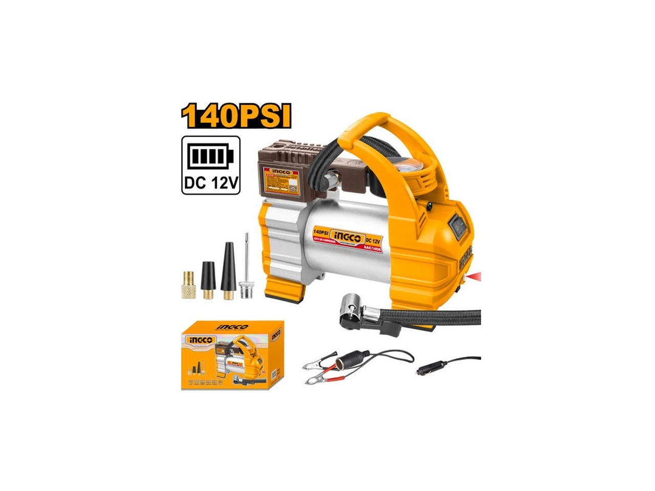 COMPRESSORE AUTO 12V 10A 140 PSI 35L/MIN AAC1408