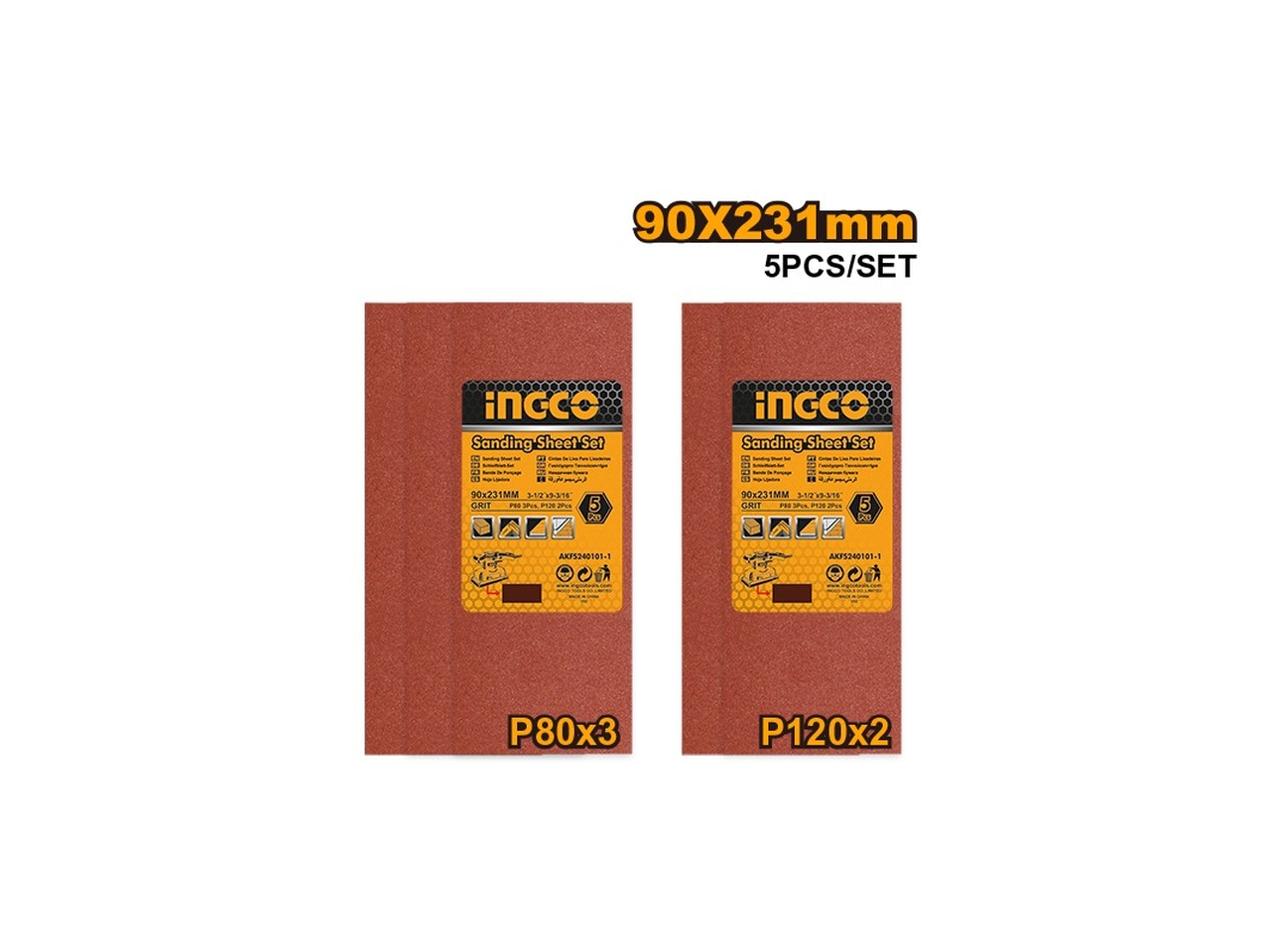 SET 5 FOGLI CARTA ABRASIVA 90X231MM AKFS240101-1