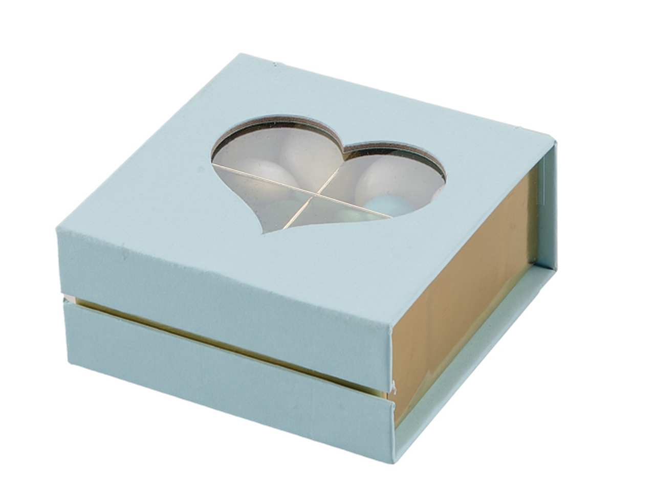 SCATOLA C/CUORE TRASP.+DIVIS. 9X9X4CM CELES.SJ95/C