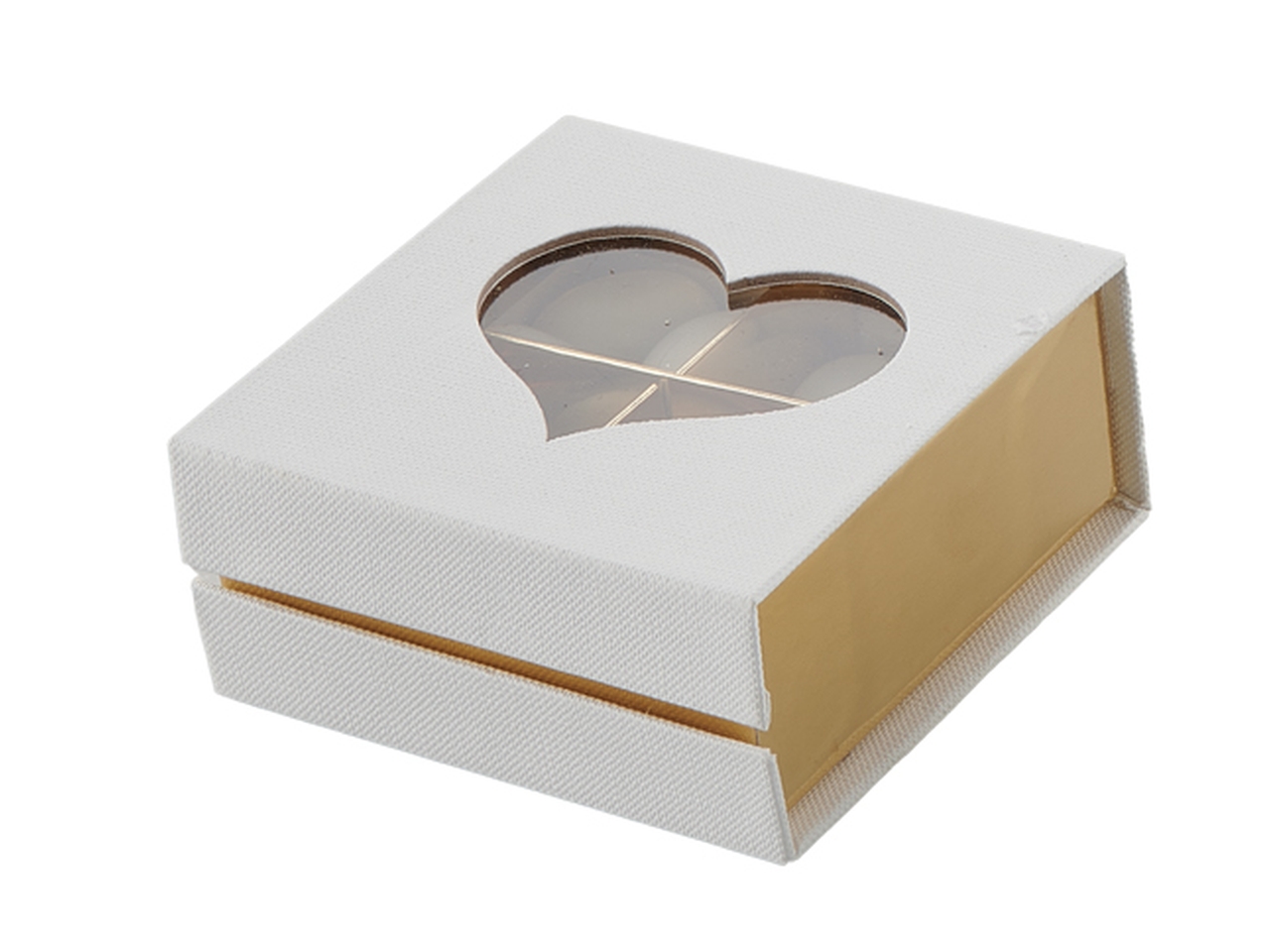 SCATOLA C/CUORE TRASP.+DIVIS.9X9X4CM BIANCO SJ95/W