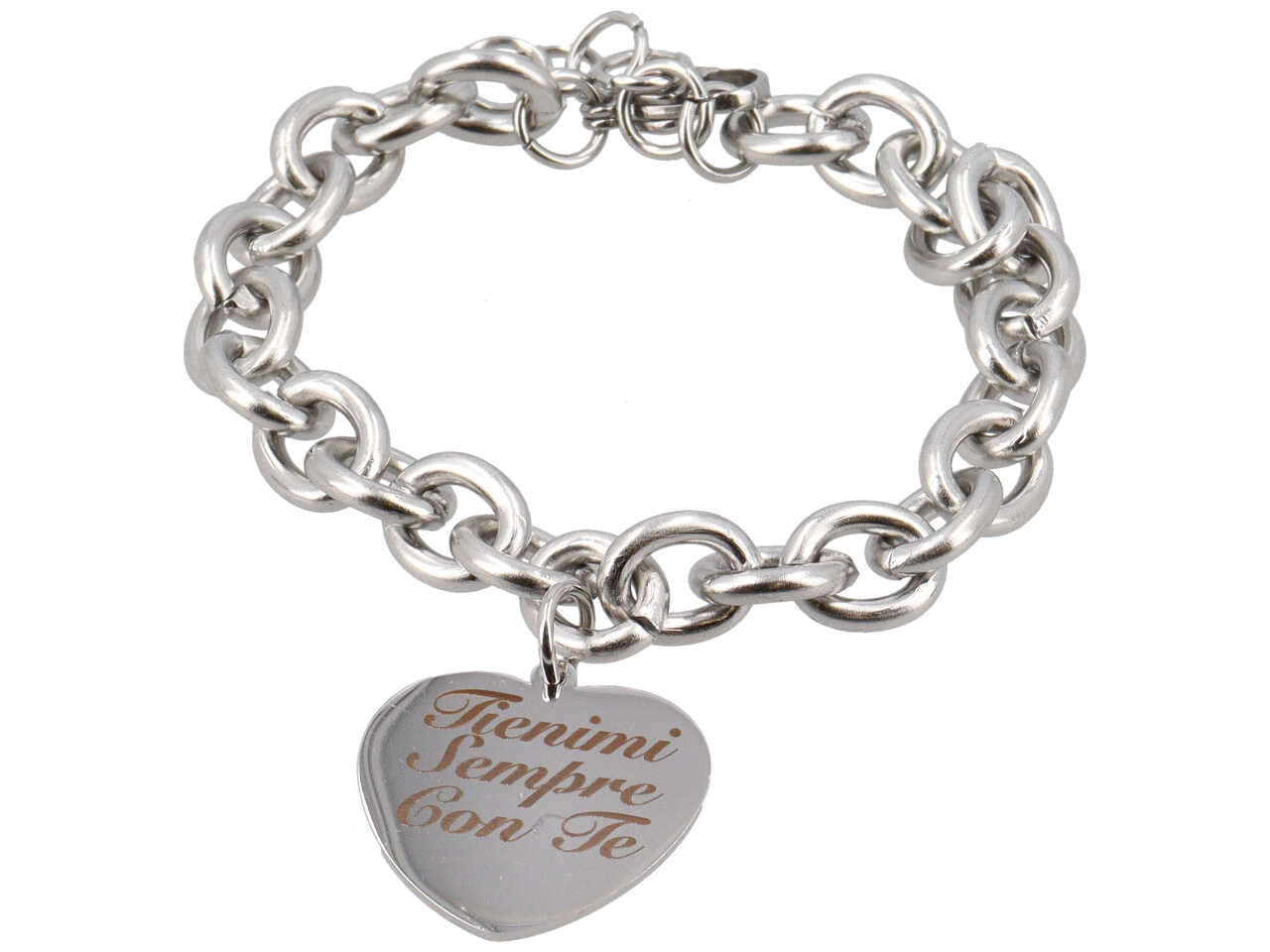 BRACCIALE CATENA CUORE TIENIMI SEMPRE C/TE LSBC125