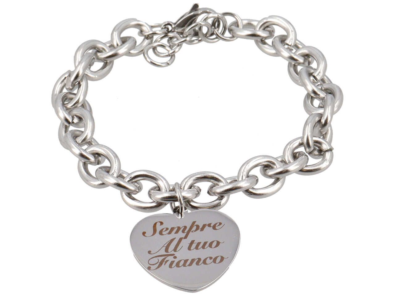 BRACCIALE CATENA CUORE SEMPRE AL TUO FIAN. LSBC130
