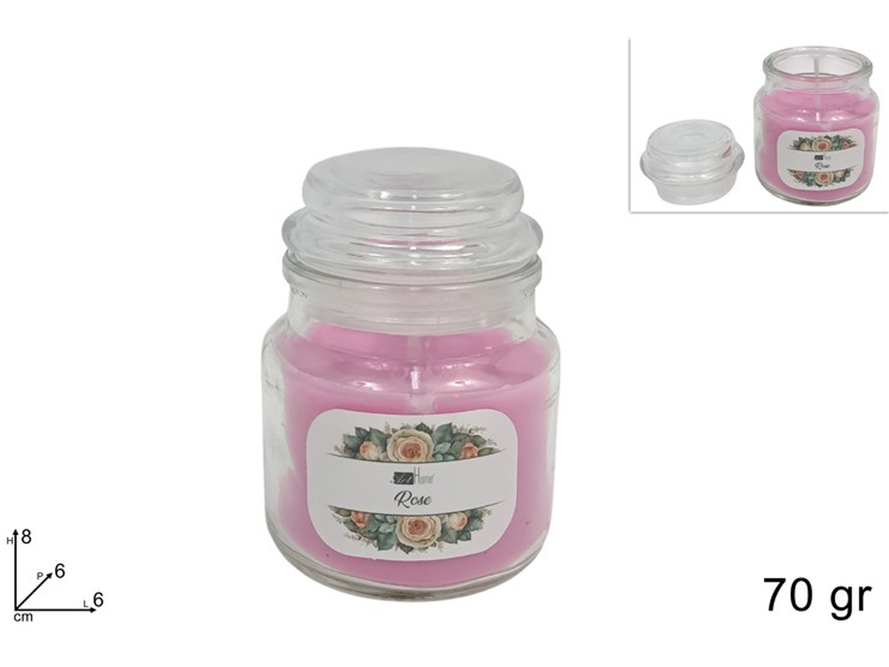 CANDELA PROF. ROSE 70GR VETRO DEV24001091
