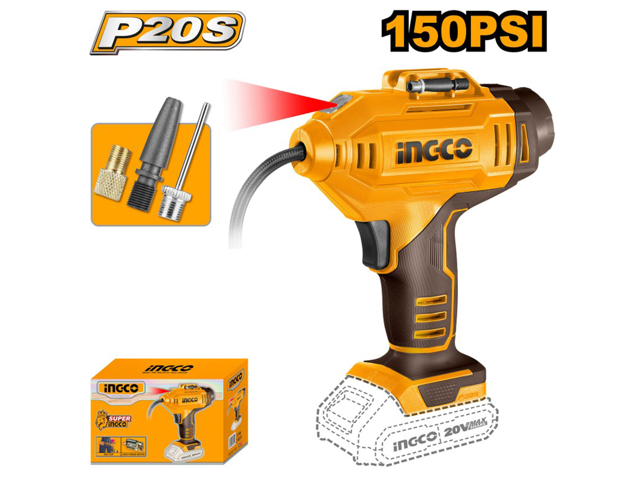 COMPRESSORE A BATTERIA PER AUTO 10,34 BAR NUDO