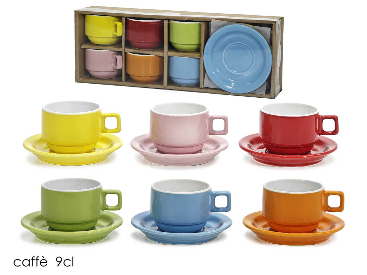 TAZZINE CAFFE 9CL C/PIATTINO 6PZ COL.ASS. 416074