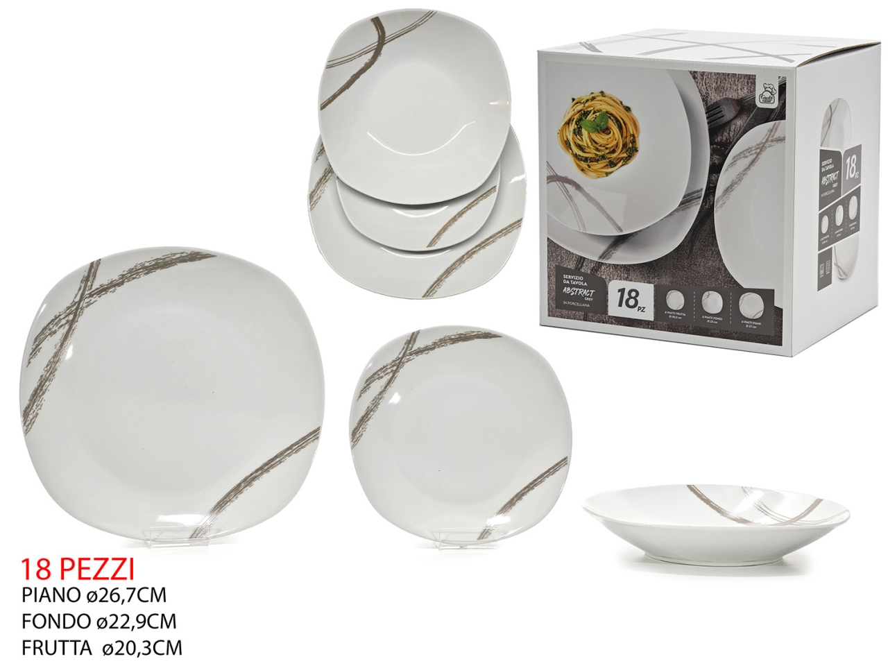 SERVIZIO PIATTI 18PZ ABSTRACT GRIGIO 524306 SERVIZIO PIATTI 18PZ ABSTRACT GRIGIO 524306